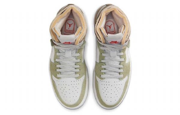 Nike Air Jordan 1 High Tops Zoom Komfort Retro Basketball Shoes Dame Olivengrønne