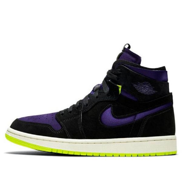Nike Air Jordan 1 High Tops Zoom Retro Basketball Shoes Dame Svarte Lilla