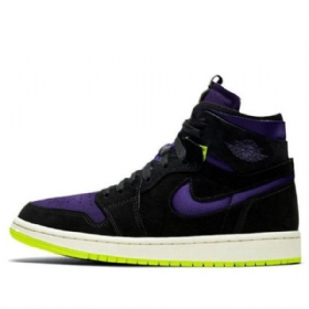 Nike Air Jordan 1 High Tops Zoom Retro Basketball Shoes Dame Svarte Lilla