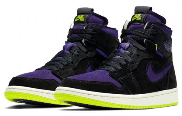 Nike Air Jordan 1 High Tops Zoom Retro Basketball Shoes Dame Svarte Lilla
