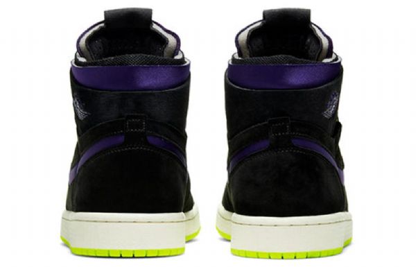 Nike Air Jordan 1 High Tops Zoom Retro Basketball Shoes Dame Svarte Lilla