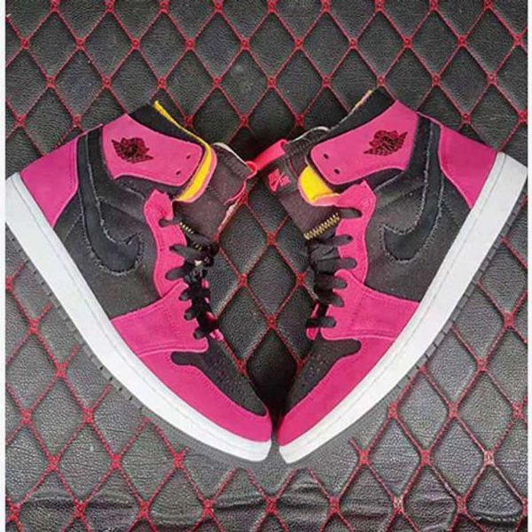 Nike Air Jordan 1 High Tops Zoom Sko Herre Rosa Svarte