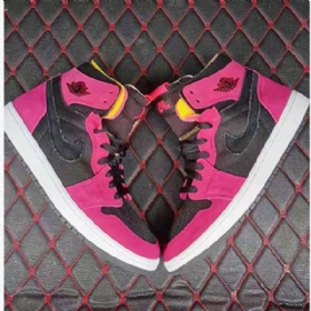 Nike Air Jordan 1 High Tops Zoom Sko Herre Rosa Svarte