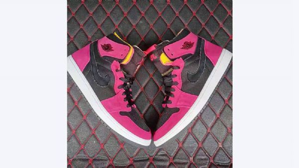 Nike Air Jordan 1 High Tops Zoom Sko Herre Rosa Svarte
