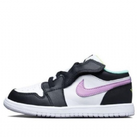 Nike Air Jordan 1 Low Tops Alt Sko Barn Hvite Svarte Lilla