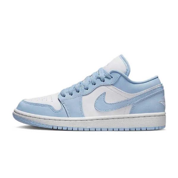 Nike Air Jordan 1 Low Tops Aluminum Sko Dame Blå Hvite