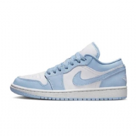 Nike Air Jordan 1 Low Tops Aluminum Sko Dame Blå Hvite