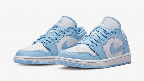 Nike Air Jordan 1 Low Tops Aluminum Sko Dame Blå Hvite