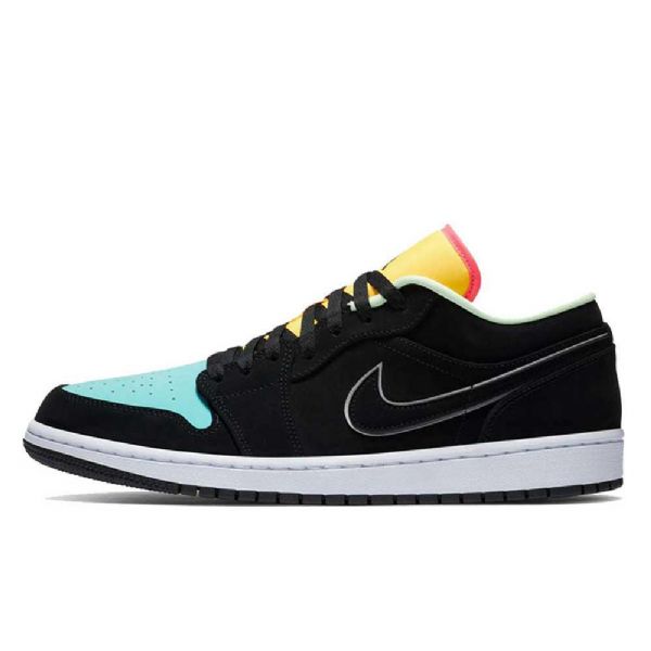 Nike Air Jordan 1 Low Tops Aurora Sko Herre Svarte Grønn Oransje