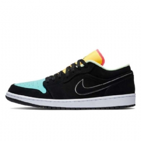 Nike Air Jordan 1 Low Tops Aurora Sko Herre Svarte Grønn Oransje