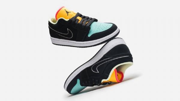 Nike Air Jordan 1 Low Tops Aurora Sko Herre Svarte Grønn Oransje