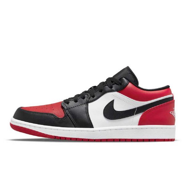 Nike Air Jordan 1 Low Tops Bred Tå Sko Dame Svarte Rød Hvite