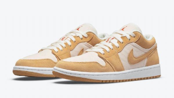 Nike Air Jordan 1 Low Tops Corduroy Semsket Skinn Sko Dame Brune