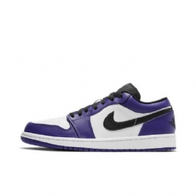 Nike Air Jordan 1 Low Tops Court Sko Herre Lilla Hvite