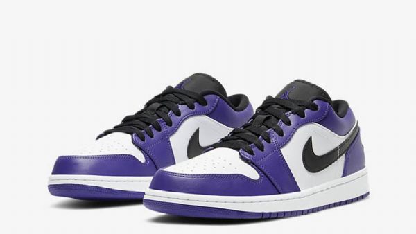 Nike Air Jordan 1 Low Tops Court Sko Herre Lilla Hvite