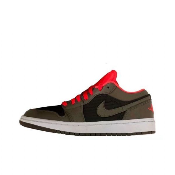 Nike Air Jordan 1 Low Tops Crimson Sko Dame Svarte Olivengrønne