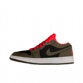 Nike Air Jordan 1 Low Tops Crimson Sko Dame Svarte Olivengrønne