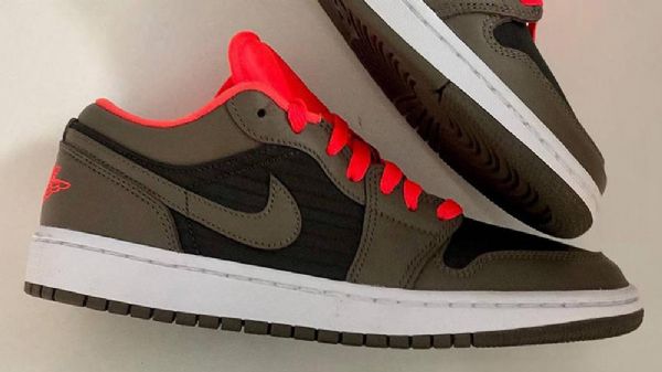 Nike Air Jordan 1 Low Tops Crimson Sko Dame Svarte Olivengrønne