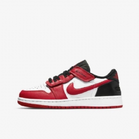 Nike Air Jordan 1 Low Tops Flyease Sko Barn Hvite Svarte Rød