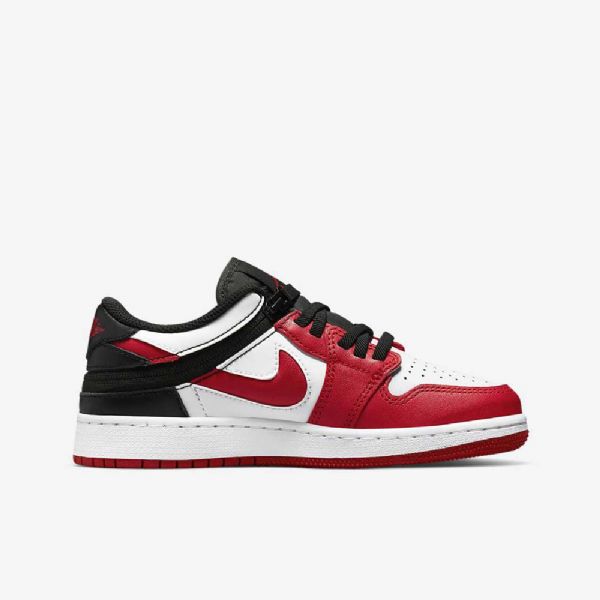 Nike Air Jordan 1 Low Tops Flyease Sko Barn Hvite Svarte Rød