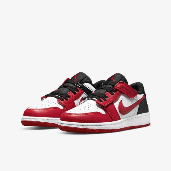 Nike Air Jordan 1 Low Tops Flyease Sko Barn Hvite Svarte Rød