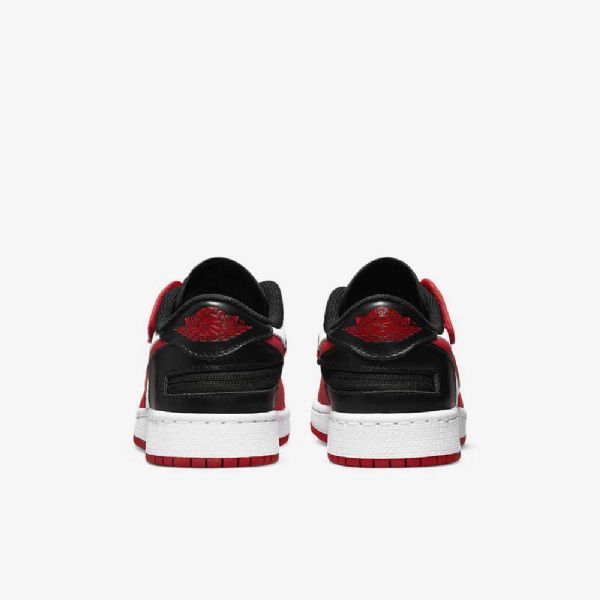 Nike Air Jordan 1 Low Tops Flyease Sko Barn Hvite Svarte Rød