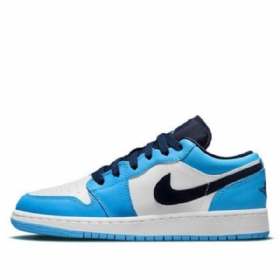 Nike Air Jordan 1 Low Tops Gs Basketsko Herre Blå Hvite