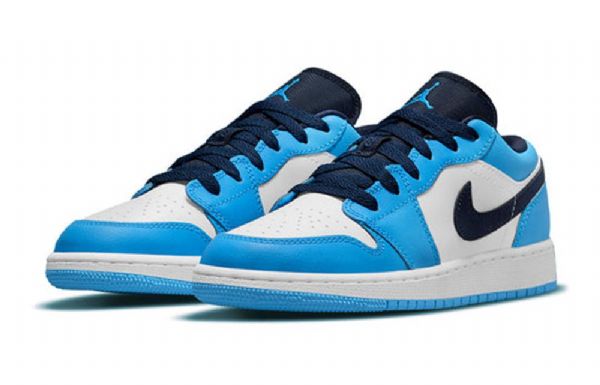 Nike Air Jordan 1 Low Tops Gs Basketsko Herre Blå Hvite