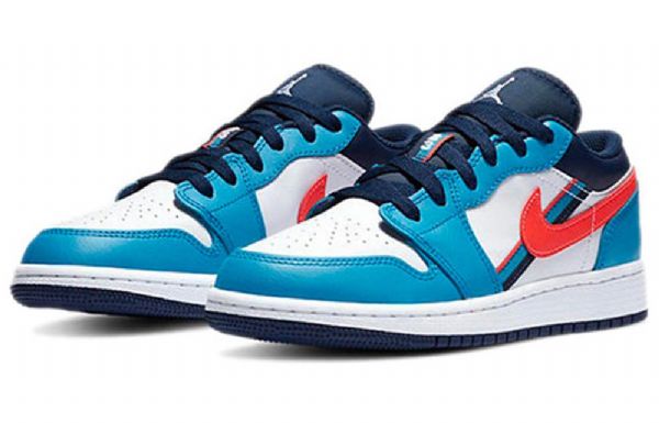 Nike Air Jordan 1 Low Tops Gs Retro Basketball Shoes Herre Blå Hvite