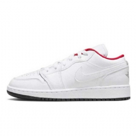 Nike Air Jordan 1 Low Tops Gs Sko Dame Hvite Rød