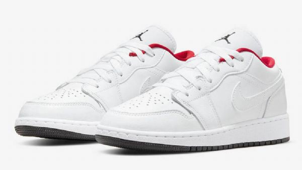 Nike Air Jordan 1 Low Tops Gs Sko Dame Hvite Rød