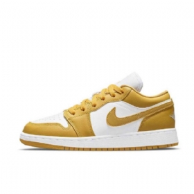 Nike Air Jordan 1 Low Tops Gs Sko Herre Hvite Gul