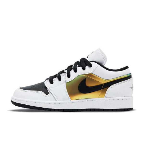 Nike Air Jordan 1 Low Tops Gs Sko Herre Hvite Svarte Gull