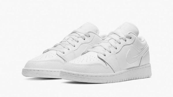 Nike Air Jordan 1 Low Tops Gs Triple Sko Herre Hvite