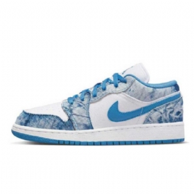 Nike Air Jordan 1 Low Tops Gs Washed Sko Dame Blå