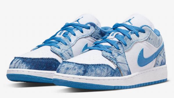 Nike Air Jordan 1 Low Tops Gs Washed Sko Dame Blå