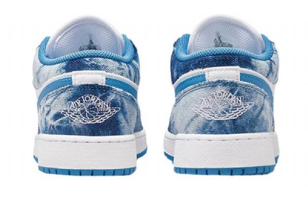 Nike Air Jordan 1 Low Tops Gs Washed Sko Herre Hvite Blå