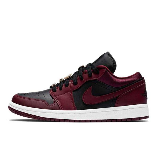 Nike Air Jordan 1 Low Tops Maroon Sko Herre Burgunder Svarte