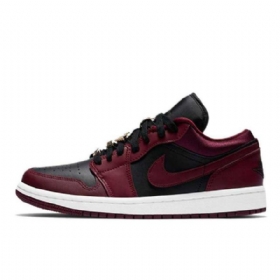 Nike Air Jordan 1 Low Tops Maroon Sko Herre Burgunder Svarte