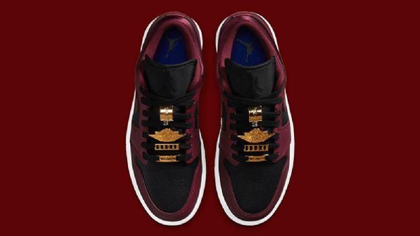 Nike Air Jordan 1 Low Tops Maroon Sko Herre Burgunder Svarte