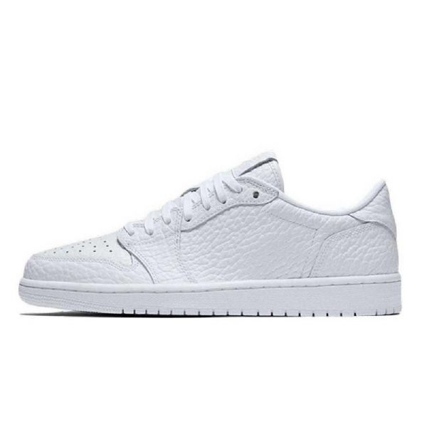 Nike Air Jordan 1 Low Tops No Swoosh Triple Sko Herre Hvite