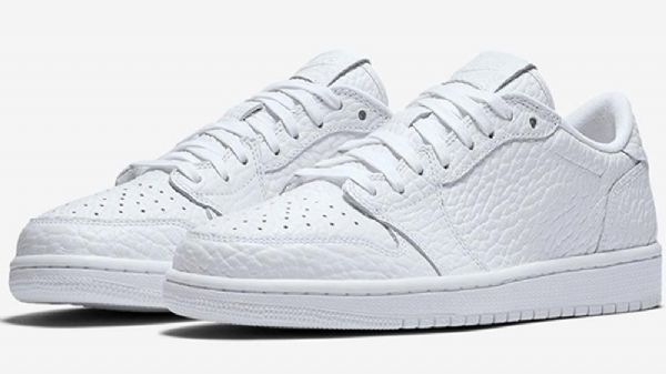 Nike Air Jordan 1 Low Tops No Swoosh Triple Sko Herre Hvite