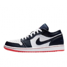 Nike Air Jordan 1 Low Tops Obsidian Sko Herre Marineblå Hvite