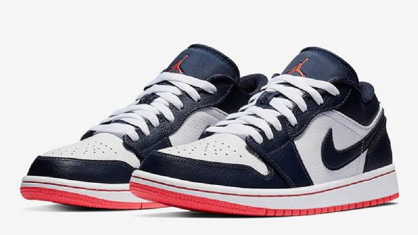 Nike Air Jordan 1 Low Tops Obsidian Sko Herre Marineblå Hvite