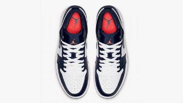 Nike Air Jordan 1 Low Tops Obsidian Sko Herre Marineblå Hvite
