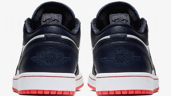 Nike Air Jordan 1 Low Tops Obsidian Sko Herre Marineblå Hvite