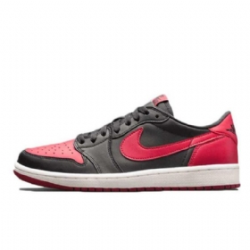 Nike Air Jordan 1 Low Tops Og Bred Sko Herre Rød Svarte