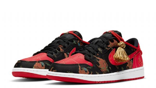 Nike Air Jordan 1 Low Tops Og Chinese New Year Sko Herre Svarte Rød