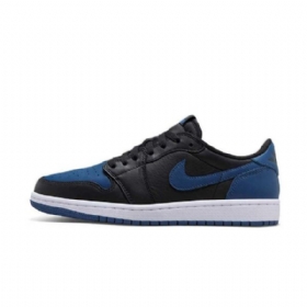 Nike Air Jordan 1 Low Tops Og Mystic Sko Dame Svarte Marineblå