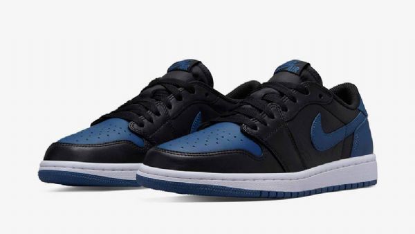 Nike Air Jordan 1 Low Tops Og Mystic Sko Dame Svarte Marineblå